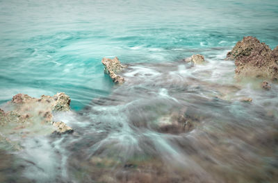 Panoramic view of rocks on beach