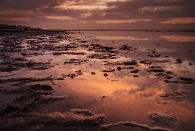 View of calm sea at sunset