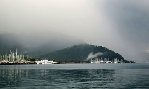 Scenic view of sea against clear sky