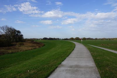 Country road passing through grassy field