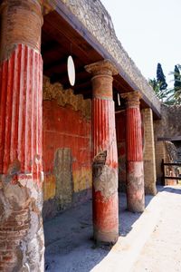 Red temple against sky