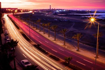 Traffic on road at night