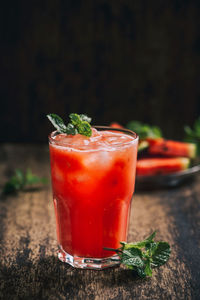 Freshly served watermelon mojito cocktails