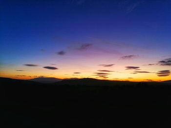 Scenic view of silhouette landscape against sky at sunset