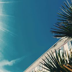 Low angle view of built structure against blue sky