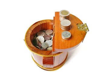 High angle view of electric lamp against white background