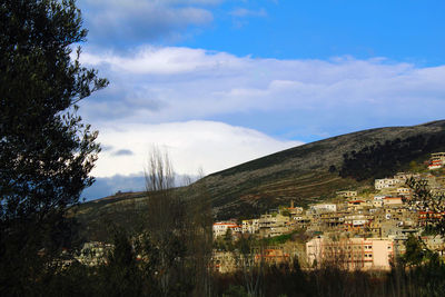 Scenic view of townscape against sky