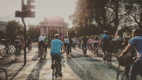 People on street in city