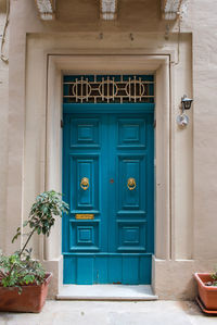 Closed door of house