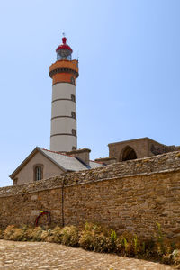 The lighthouse of the pointe saint-mathieu located near le conquet in france.