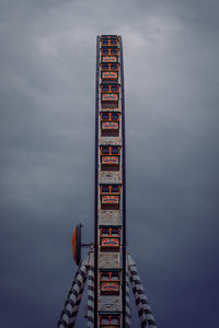 Low angle view of ferris wheel against cloudy sky