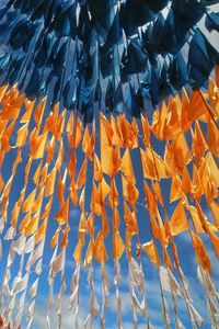 High angle view of paper hanging on shore