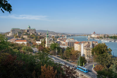 High angle view of townscape against sky