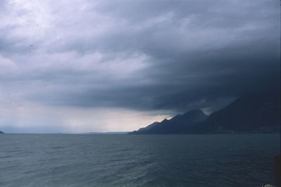 Scenic view of sea against cloudy sky