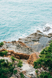 View of beach against cloudy sky