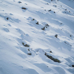 Aerial view of snow covered landscape