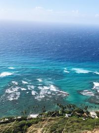 High angle view of sea against sky