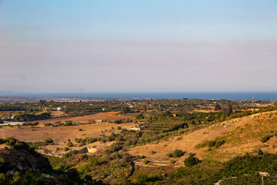 High angle view of cityscape against sky