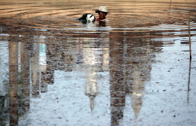 Man working in water