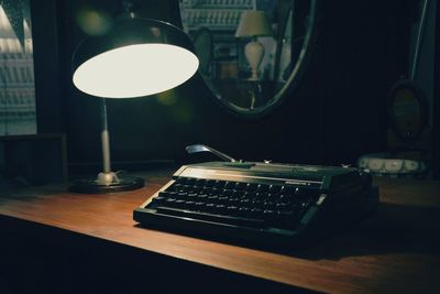 Close-up of vintage car on table