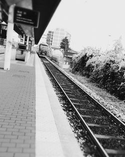 Railroad station platform against sky