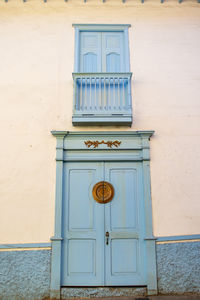 Closed door of building