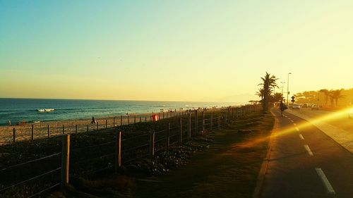 Scenic view of sea at sunset