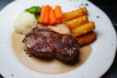 Close-up of meal served in plate