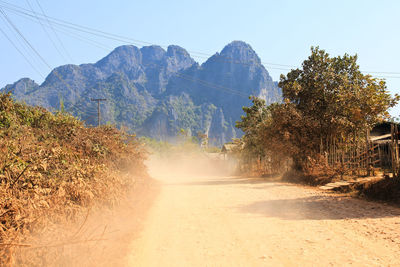 Scenic view of mountains against clear sky