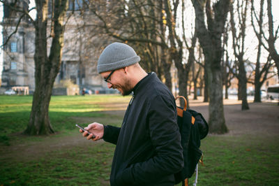 Woman standing on grass