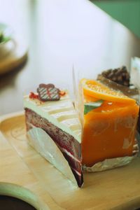 Close-up of dessert in plate on table
