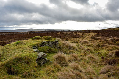 Scenic view of land against sky