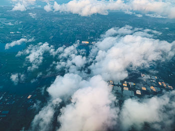 High angle view of buildings in city