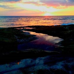 Scenic view of sea at sunset