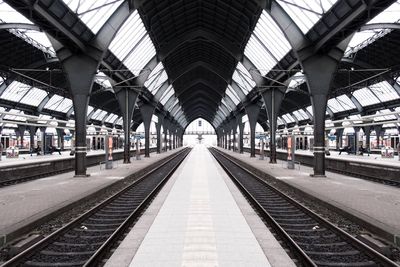 Empty railroad station platforms