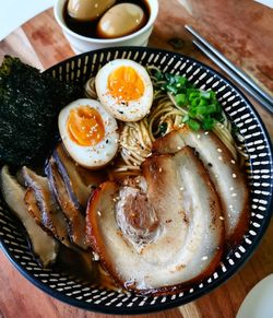 Homemade pork ramen with egg