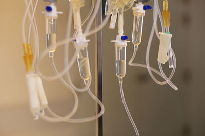 Close-up of iv drips