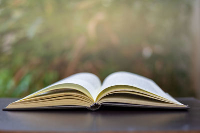 Close-up of book on table