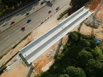 High angle view of traffic on road