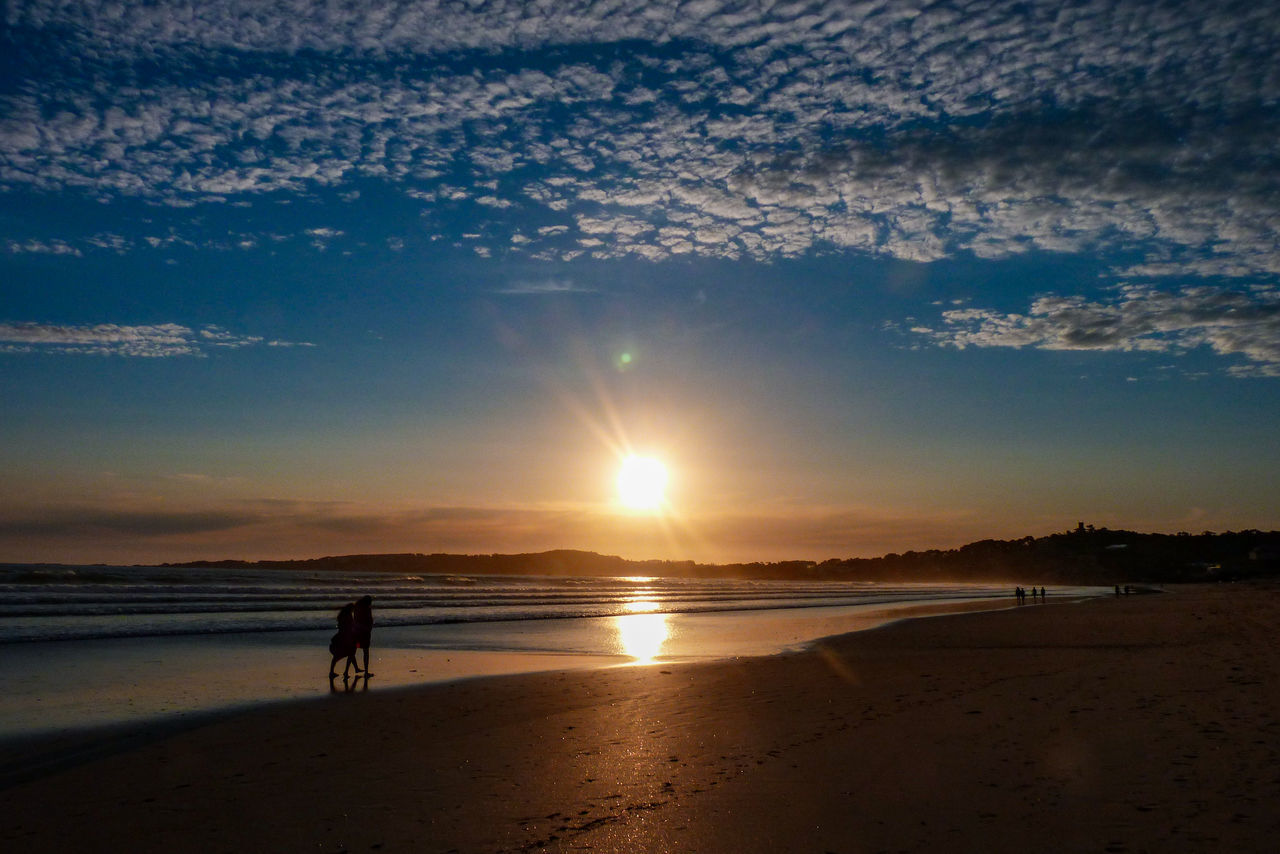 SILHOUETTE PEOPLE AT BEACH DURING SUNSET