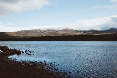 Scenic view of lake against sky