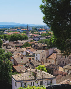 Aerial view of townscape against sky