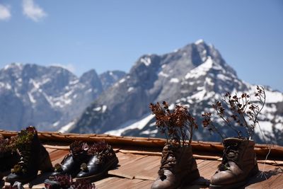 Panoramic view of snowcapped mountains against sky
