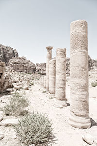 Old ruins of temple against clear sky