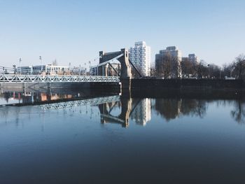 View of river with buildings in background