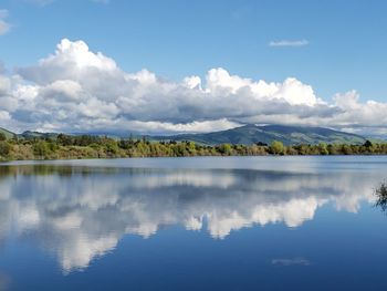 Scenic view of lake against sky