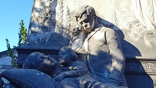 Low angle view of statue against building