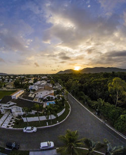 High angle view of road passing through landscape