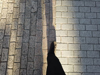 Low section of person shadow on street