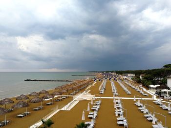 High angle view of beach against sky